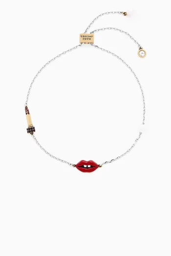 The Lips Slider Bracelet in Plated Brass