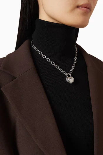 Balloon Heart Lock Necklace in Plated Brass