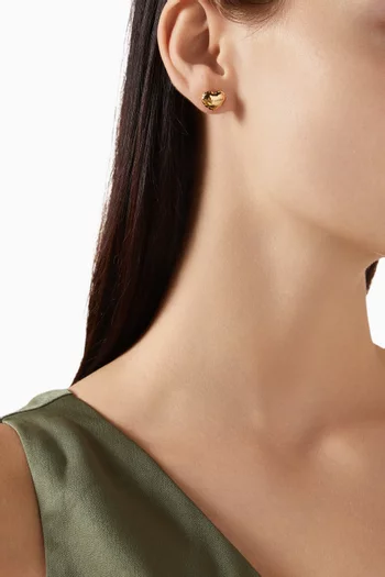 Micro Heart Balloon Earrings in Plated Brass