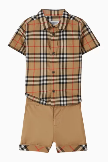 قميص أوين بنقشة مربعات قطن