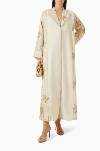 Embellished Abaya in Linen
