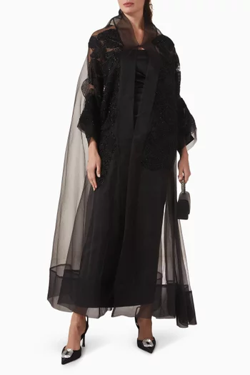 Embellished Abaya in Organza