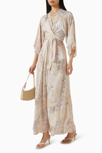 فستان ويسديم بقشة جلد الحرباء فيسكوز