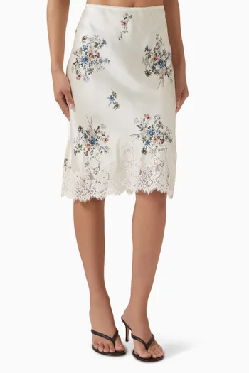 Elowette Midi Skirt in Satin