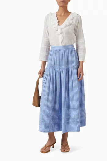 Sebastiane Striped Maxi Skirt in Cotton