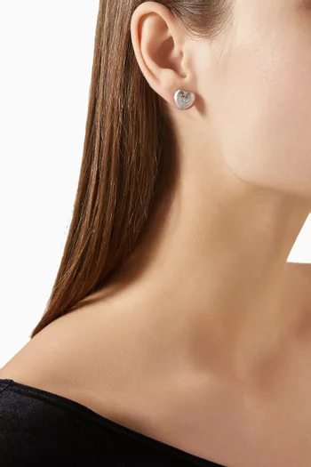 Heart Diamond Studs in 18kt White Gold