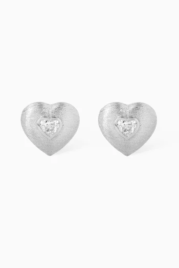 Heart Diamond Studs in 18kt White Gold
