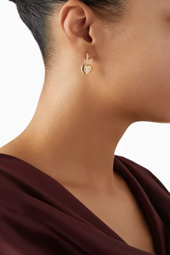 أقراط بتصميم قلب مرصعة بالماس ذهب أصفر عيار ‏18‏