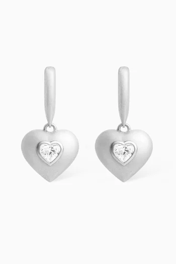 Heart Diamond Earrings in 18kt White Gold