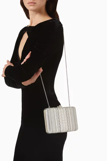 كلاتش رفيع مرصع بالكريستال بقفل منزلق