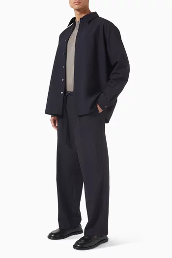 Pleat Belted Pants in Wool-blend