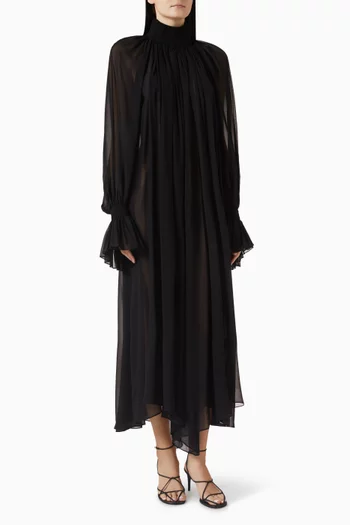 Edgar Pleated Dress in Silk Chiffon