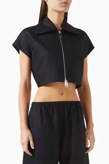 Robin Striped Cropped Top in Wool-blend