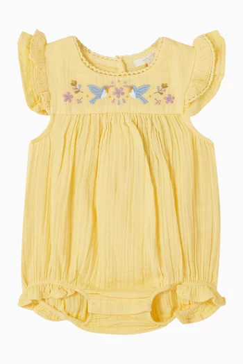 Embroidered Bodysuit in Organic Cotton Muslin