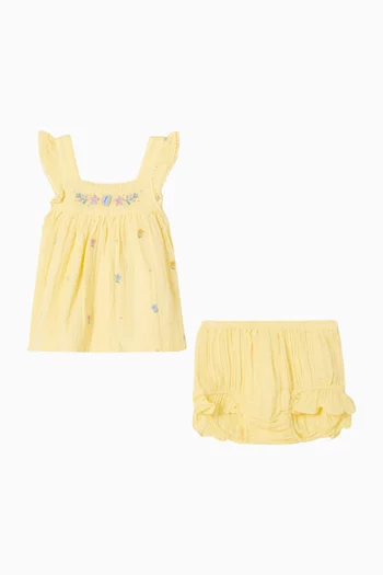 طقم مطرز بزهور