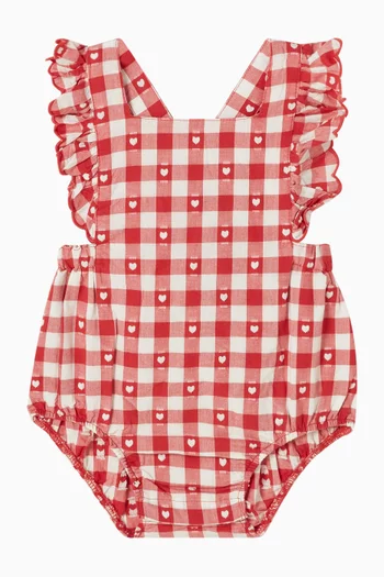 Heart Gingham Overall Bodysuit