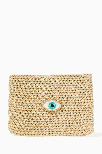 Vibe Clutch in Raffia