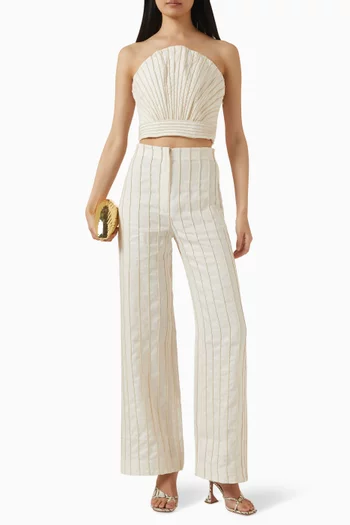 بلوزة كوبا كابانا مطرزة بالحبل كتان