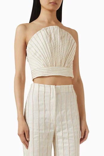 بلوزة كوبا كابانا مطرزة بالحبل كتان