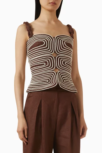 Marea Rope-embroidery Top in Linen