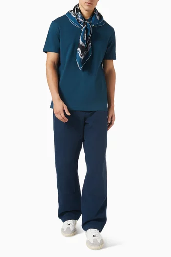 Medusa Zip Polo Shirt in Cotton Pique