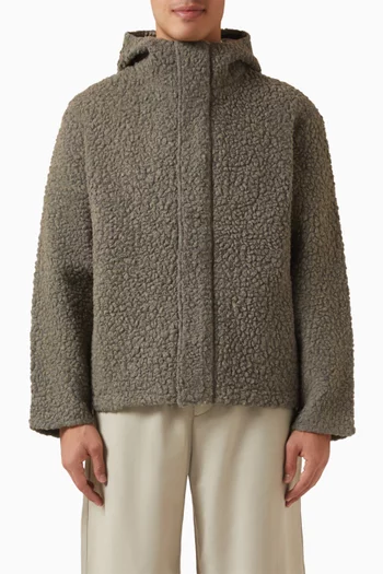 Hooded Teddy Jacket in Cotton-terry