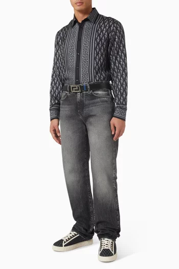 قميص بنقشة غريكا حرير تويل