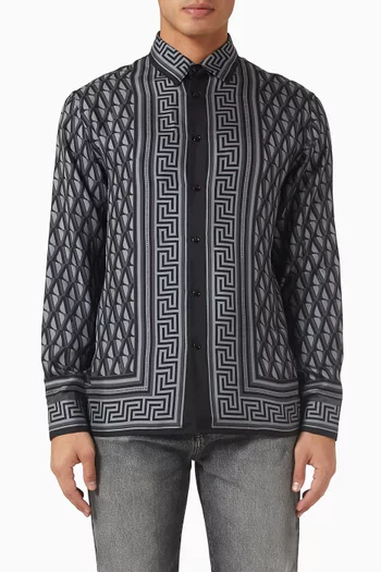 قميص بنقشة غريكا حرير تويل