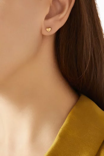 أقراط آرا بتصميم قلب على شكل أشعة شمس ذهب ‏أصفر عيار 18