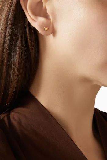 أقراط آرا بتصميم فراشة على شكل أشعة شمس ذهب ‏أصفر عيار 18