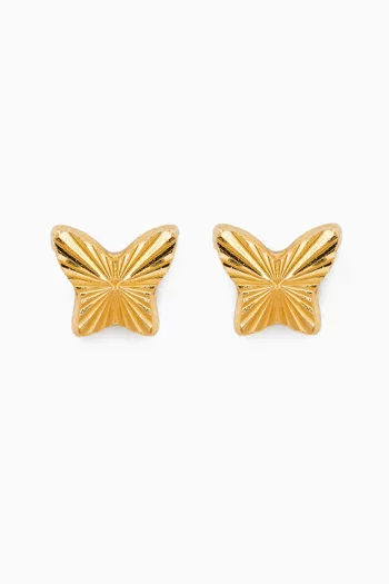 أقراط آرا بتصميم فراشة على شكل أشعة شمس ذهب ‏أصفر عيار 18