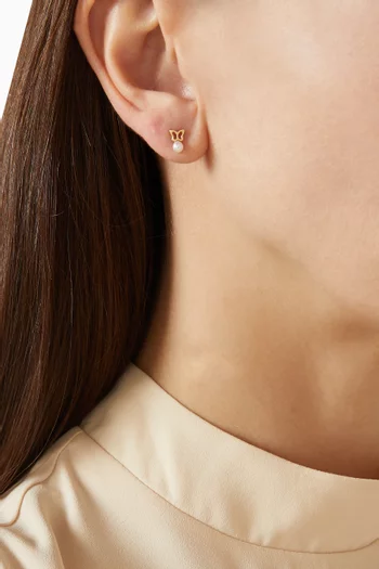 Ara Butterfly Pearl Earrings in 18kt Yellow Gold
