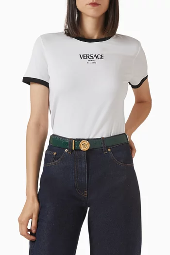 Medusa Biggie Belt in Croc-embossed Leather