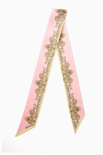 Barocco-print Skinny Scarf in Silk-twill