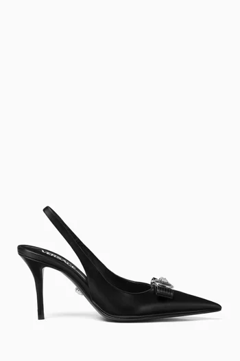 Gianni 85 Ribbon Slingback Pumps in Leather