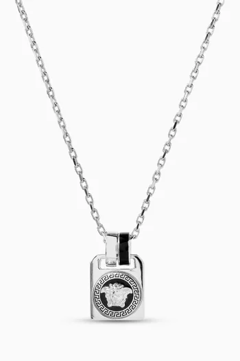 Medusa Pendant Necklace in Silver-tone Brass