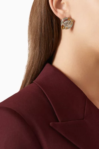 أقراط بحلية شعار ميدوسا ‎‎'‎95 نحاس بلون فضي