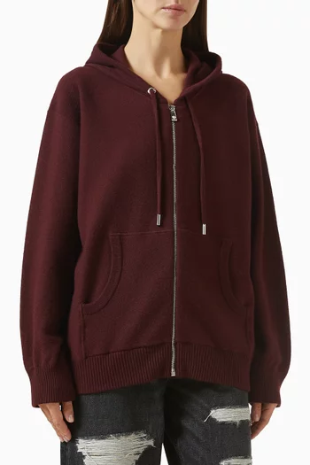 كنزة بغطاء رأس وسحّاب وشعار رأس ميدوسا مزيج كشمير