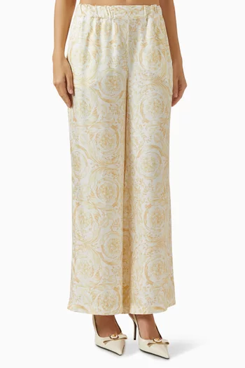 بنطال بنقشة باروكية 92‏ حرير تويل