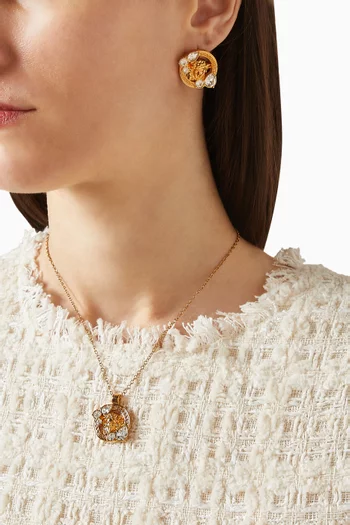 Medusa Crystal Earrings in Metal