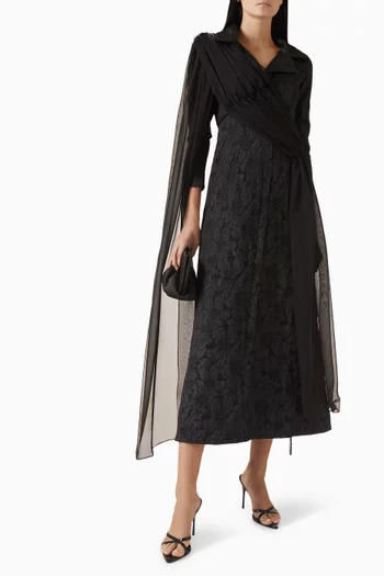 Crystal-embellished Dress in Crepe & Chiffon