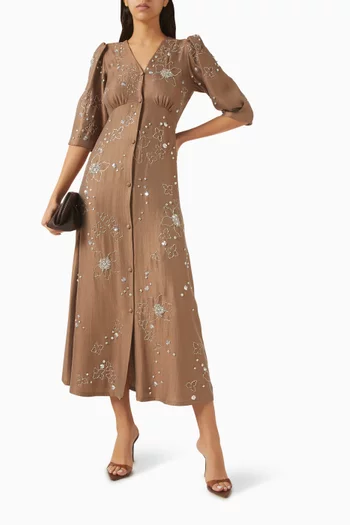 Floral Embroidered Dress in Cotton