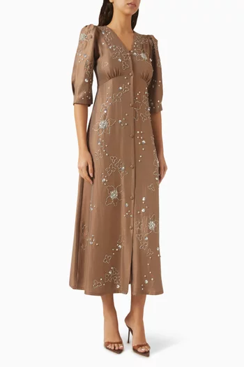 Floral Embroidered Dress in Cotton