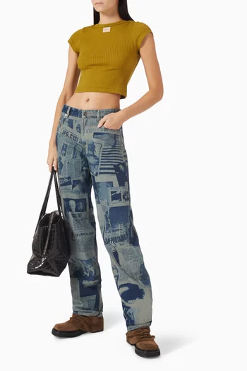 Newspaper-print Jeans