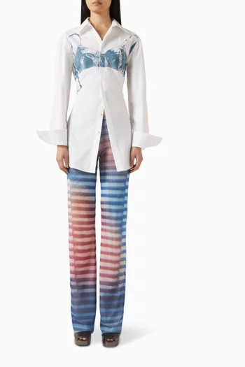 قميص بطبعة حمالة صدر مزيج قطن