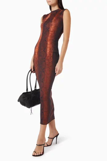 فستان بنقشة جلد الأفعى قطن