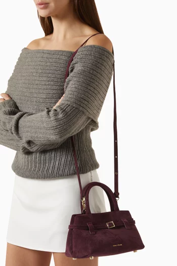 Mini Le Cambon 20 Top Handle Bag in Suede