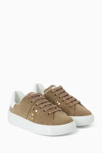 Greca Embellished Sneakers in Suede