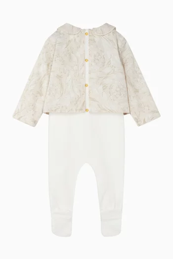 Barocco Panelled Sleepsuit in Cotton