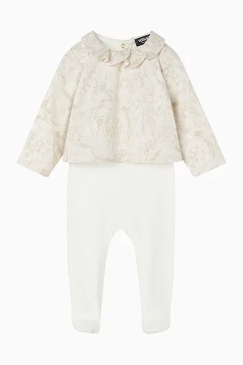 Barocco Panelled Sleepsuit in Cotton